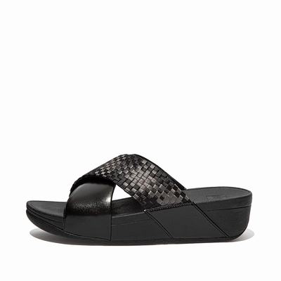 Fitflop Lulu Silky Weave Cross Slides - Sandalen Damen - Schwarz (SNX197583)